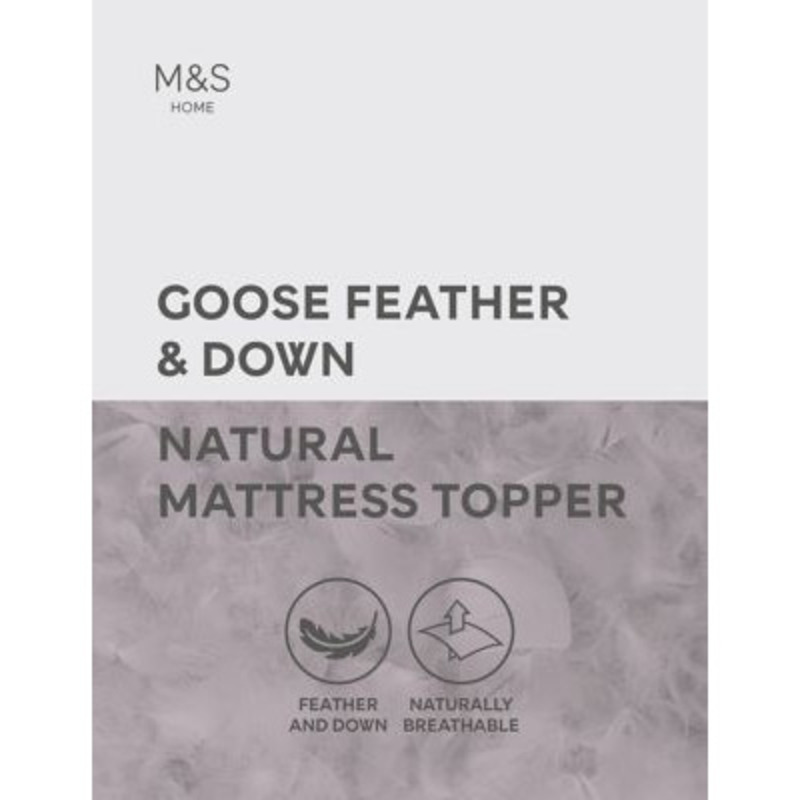 M&S Goose Feather & Down Mattress Topper DBL White, White by Marks