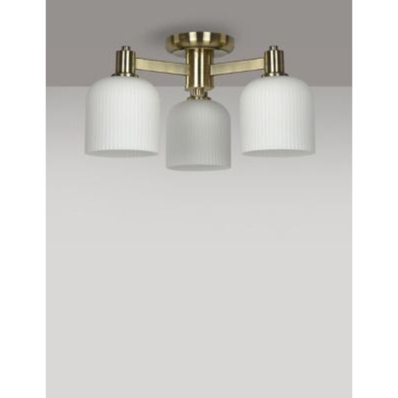 M&S Ribbed Shade Flush Ceiling Light Polished Brass, Polished Brass