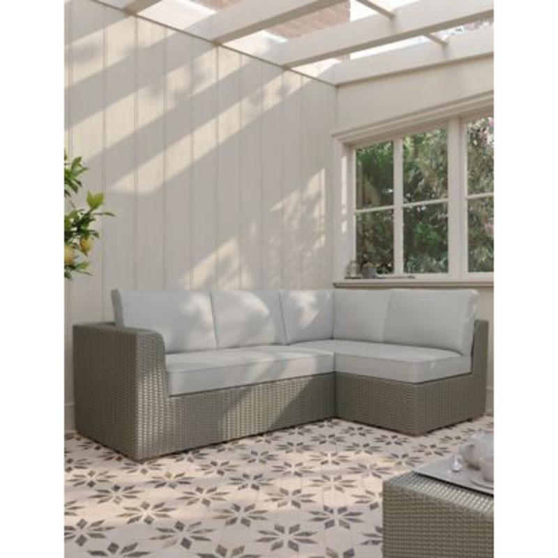 M&S Marlow Rattan Effect Garden Corner Sofa Grey, Grey by Marks