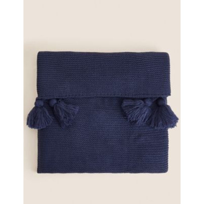 M&S Knitted Tassel Throw Ochre, Ochre by Marks & Spencer