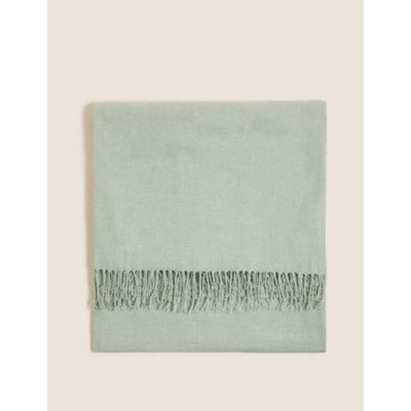 M&S Chenille Plain Throw Sage, Sage,Clay,Caramel by Marks & Spencer