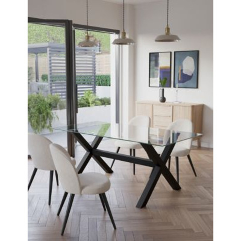 M&S Colby 6 Seater Glass Dining Table Black, Black,Oak by Marks