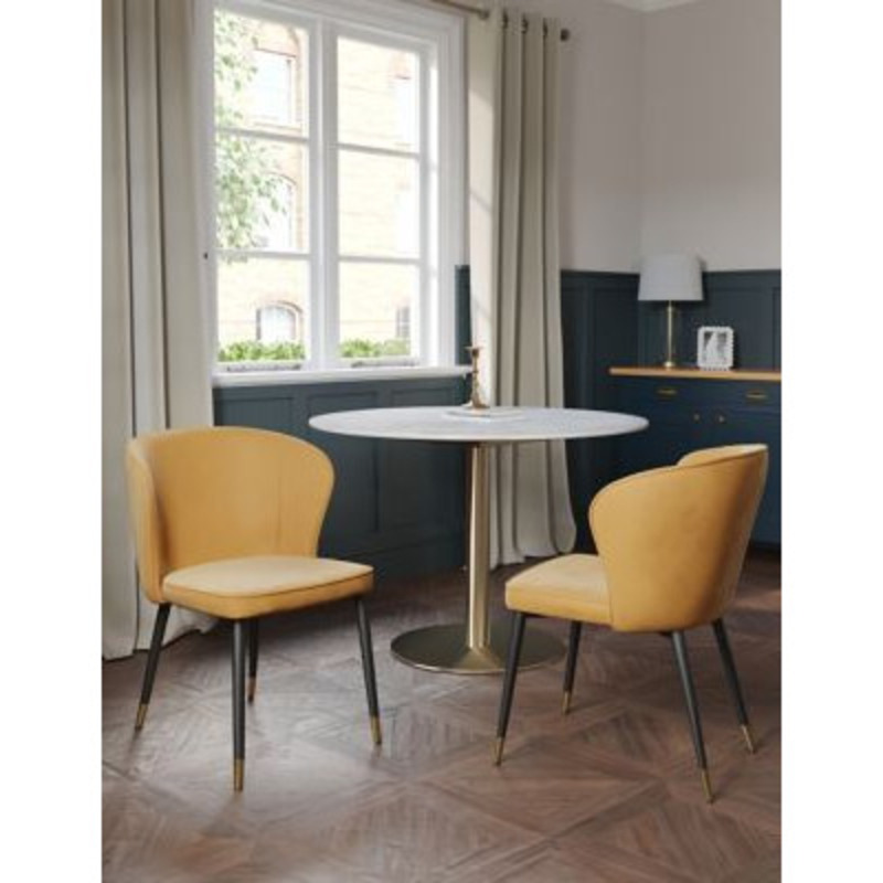 M&S Set of 2 Palmer Velvet Dining Chairs Ochre, Ochre,Mink by Marks
