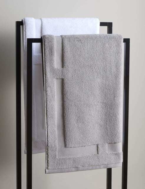 M&S X Kelly Hoppen Border Terry Bath Mat - Grey, Taupe,Black,White,Grey ...