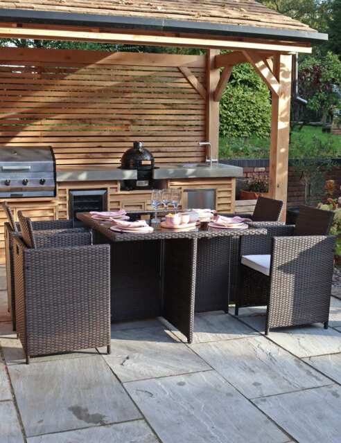 Royalcraft Nevada 4 Seater Rattan Garden Cube Dining Set - Brown Mix ...