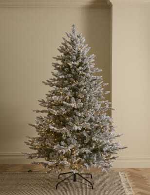 M&S Collection 7ft Pre-lit Snowy Grand Fir Christmas Tree - Green ...