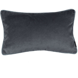 Matt Charcoal Grey Velvet Pillow, Polyester Filler / 50cm x 30cm