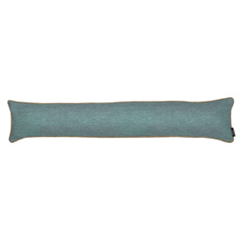Plain Chenille Contrast Piped Blue + Beige Draught Excluder