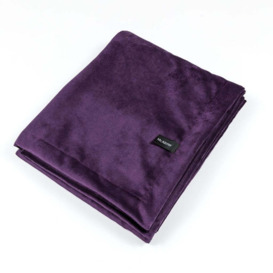 Matt Aubergine Purple Velvet Throw Blankets & Runners, Extra Large (200cm x 254cm)