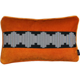 Maya Striped Burnt Orange Velvet Pillow, Polyester Filler / 50cm x 30cm