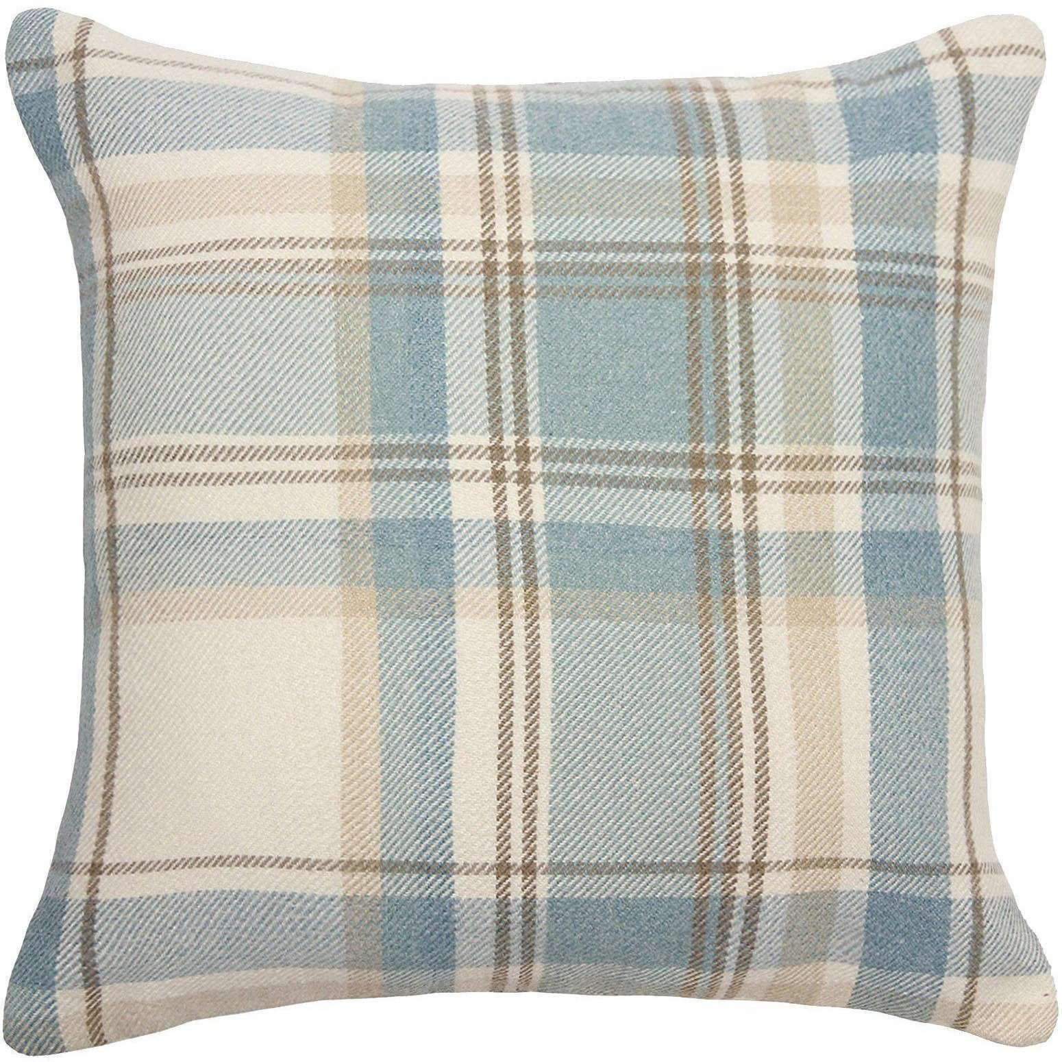 Heritage Duck Egg Blue Tartan Cushion, Cover Only / 43cm x 43cm by