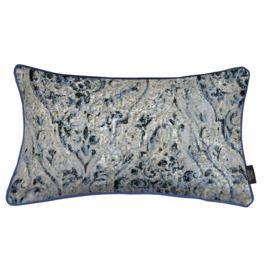 Renaissance Navy Blue Printed Velvet Pillow, Cover Only / 50cm x 30cm