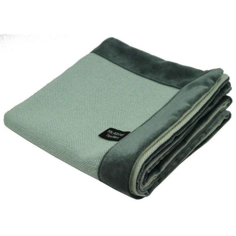 Herringbone Boutique Duck Egg Blue Throw Blankets & Runners, Bed Runner