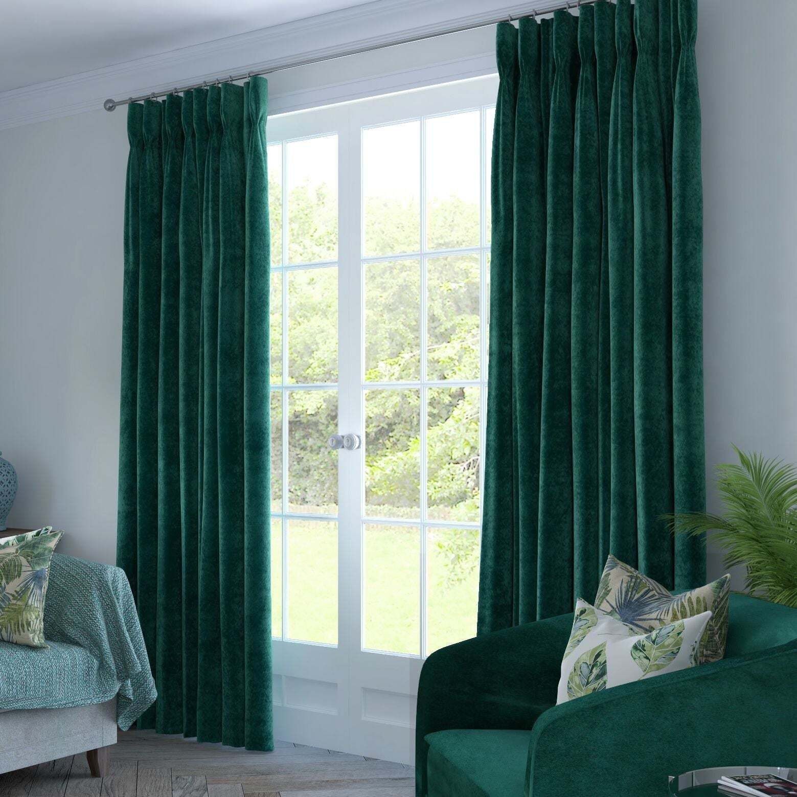 Matt Emerald Velvet Curtains by McAlister Textiles | ufurnish.com