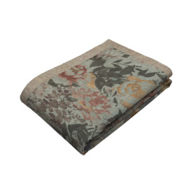 Blooma Green, Pink and Ochre Floral Throw Blanket & Runners, Extra Large (200cm x 254cm)