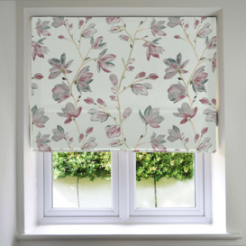 Magnolia Rose Floral Cotton Print Roman Blinds, Blackout Lining / 265cm x 200cm