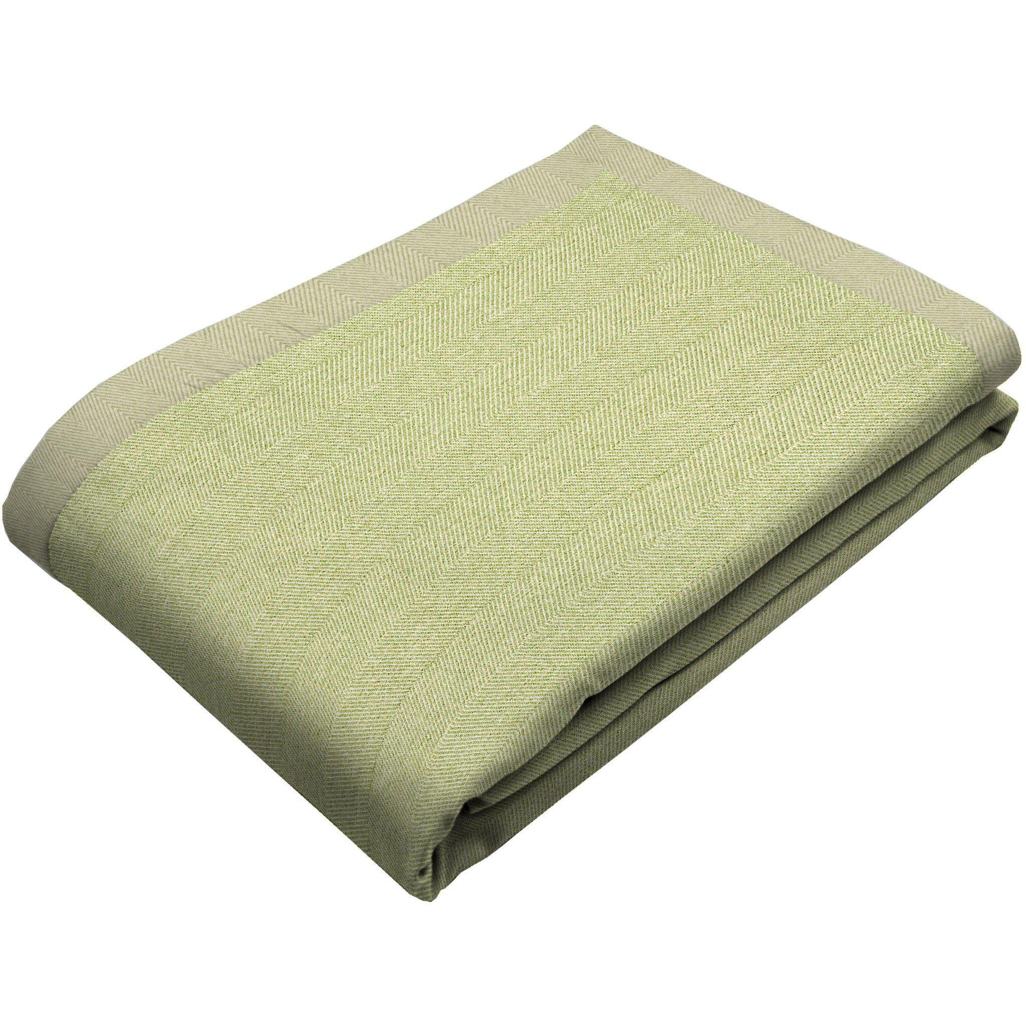 Herringbone Sage Green Throws & Runners, Extra Large (200cm x 254cm