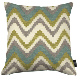 Navajo Blue + Lime Green Striped Cushion, Polyester Filler / 43cm x 43cm