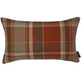 Heritage Burnt Orange + Grey Tartan Pillow, Polyester Filler / 50cm x 30cm