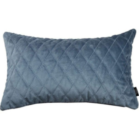Diamond Quilted Dark Blue Velvet Pillow, Polyester Filler / 60cm x 40cm