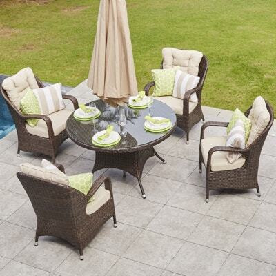 4 Seat Rattan Round Garden Dining Set by Moda Furnishings | ufurnish.com