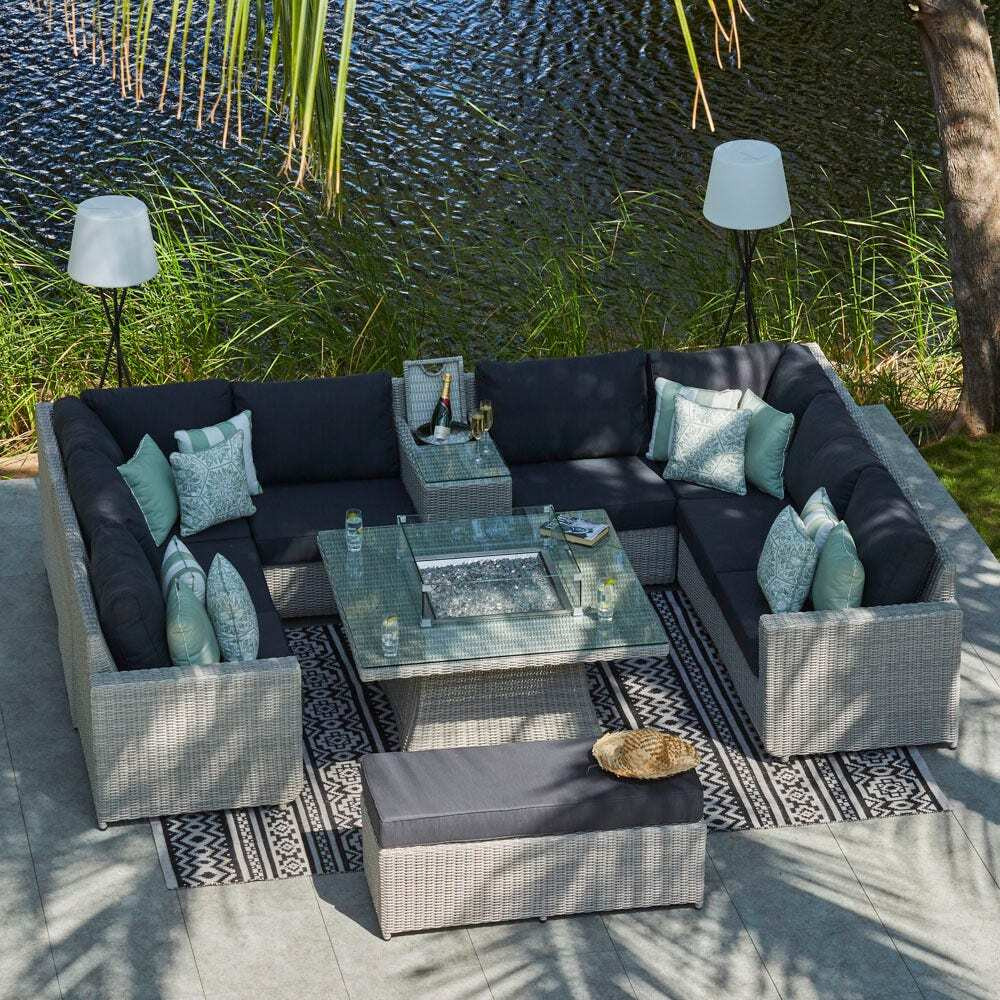 10 Seat U-Shaped Rattan Garden Sofa With Coffee Table by Moda ...