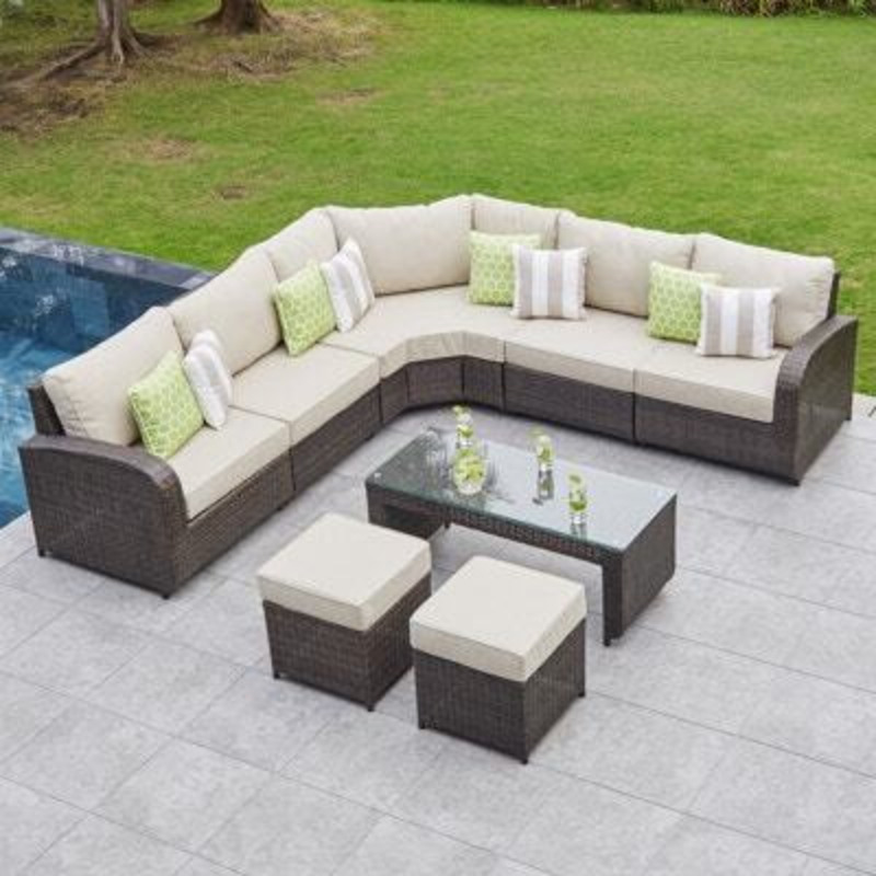 8 Seat Rattan Corner Garden Sofa with Coffee Table by Moda Furnishings