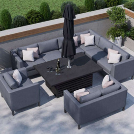 Grey 9 Seater Garden Extended Corner Sofa With Rising Table And Sofas