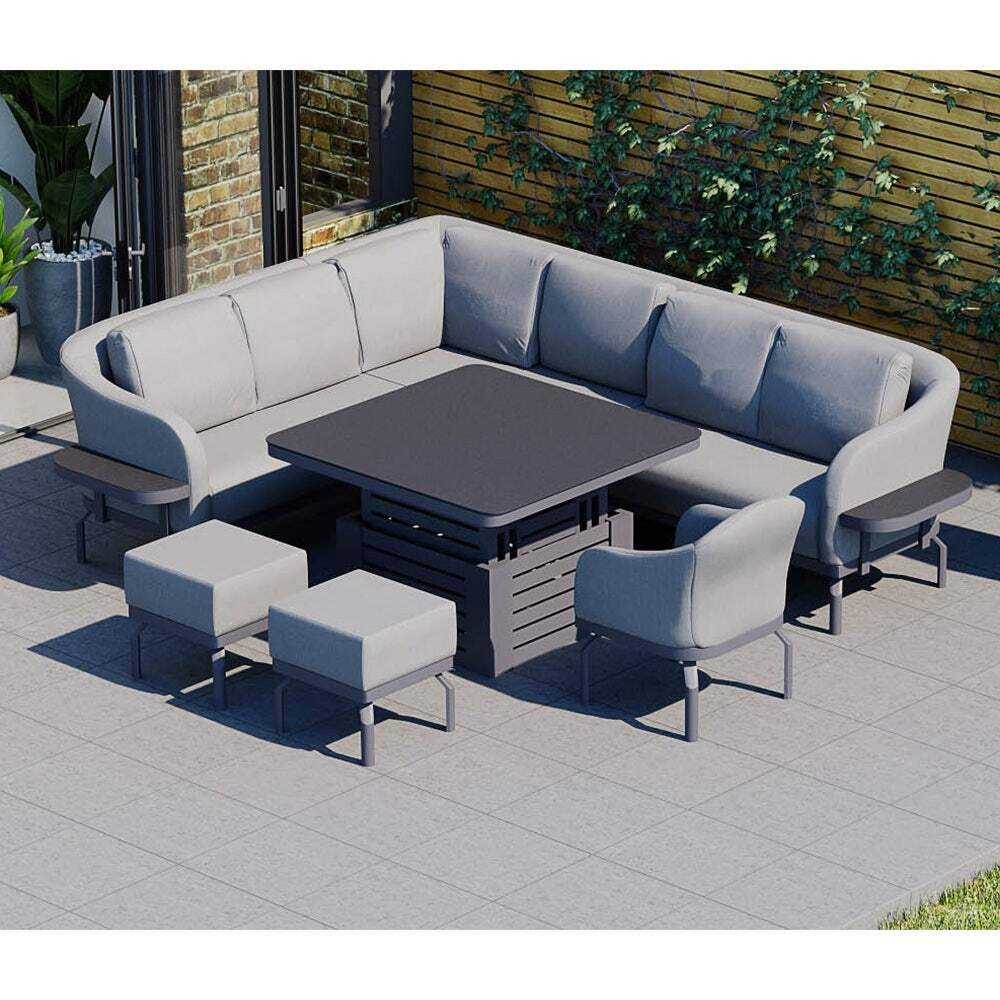 Moda Rising Table Belgravia 2X - Extended Corner Sofa with Rising Dining Table and ...