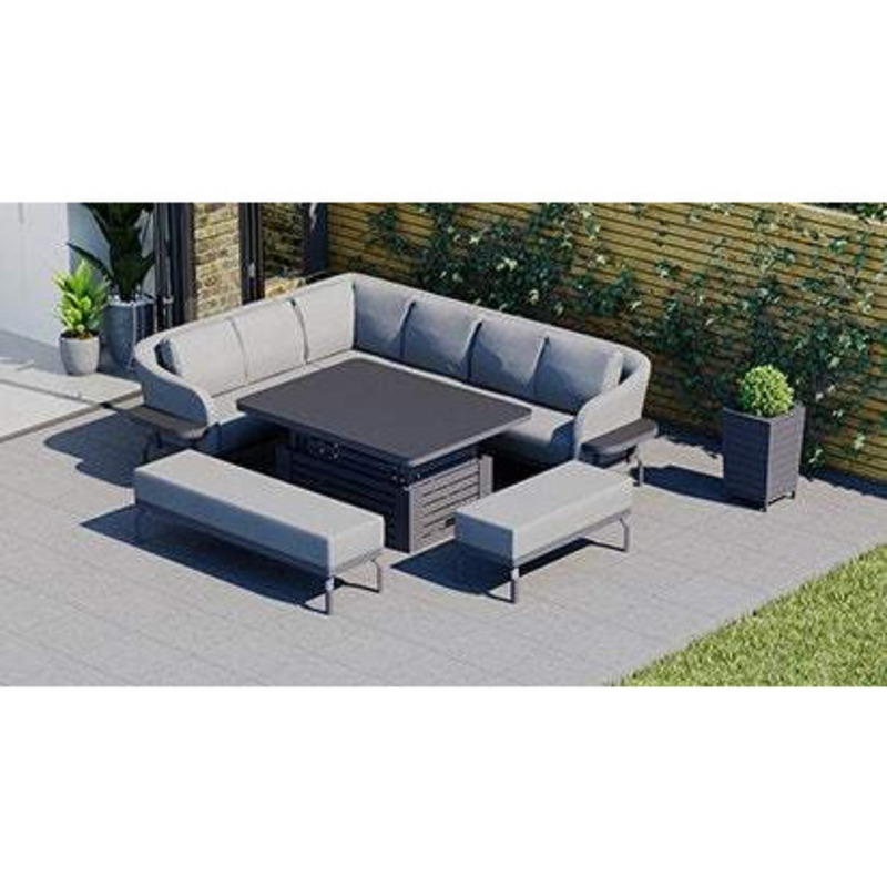 Belgravia 2Q Extended Corner Sofa Combo with Rising Table and Benches