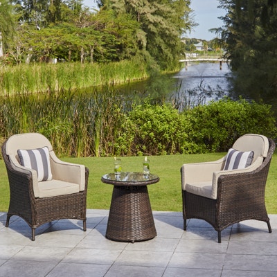 Luxury Rattan Bistro Set with Side Table by Moda Furnishings | ufurnish.com