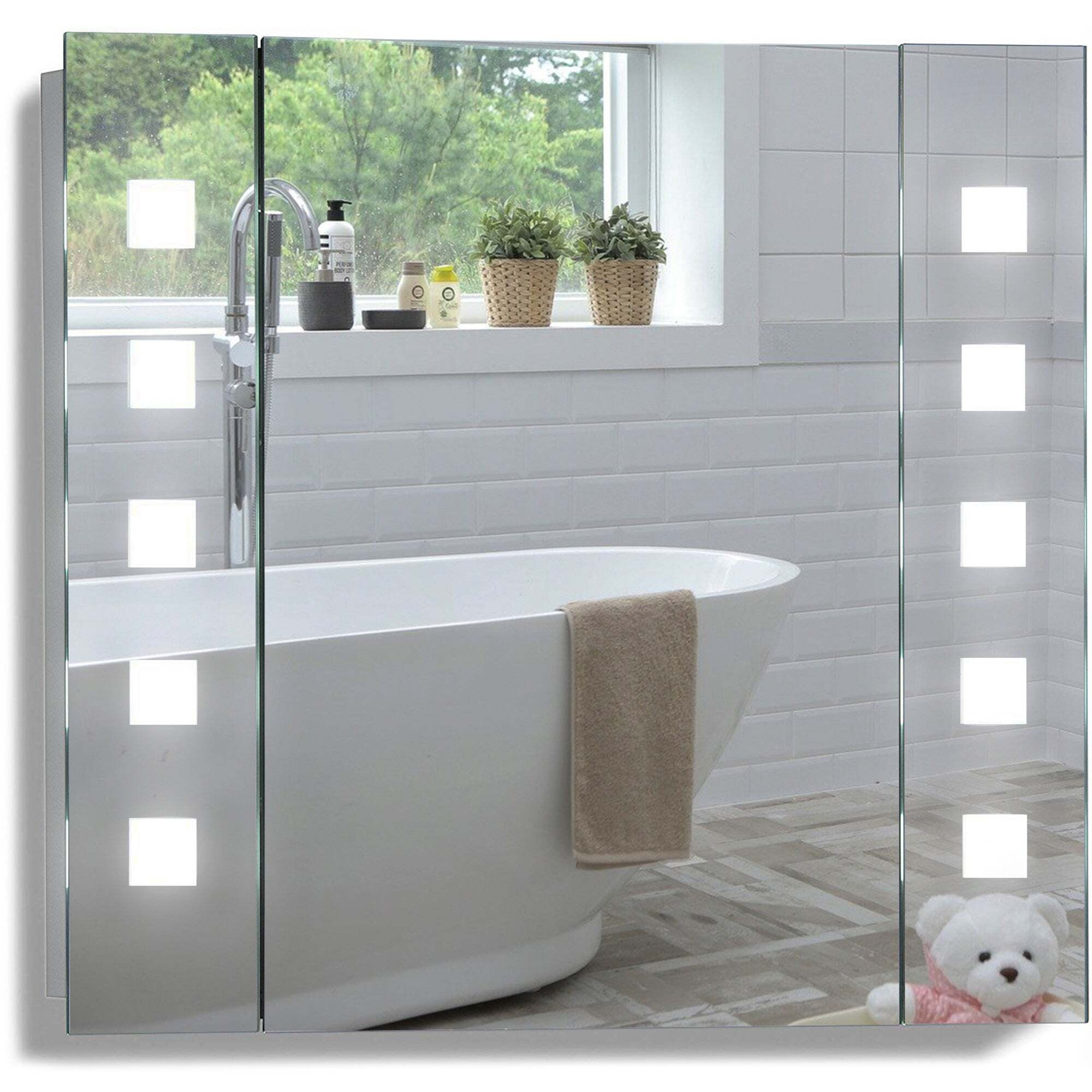 Atom LED Illuminated Bathroom Mirror Cabinet CABM20: Size-60Hx65Wx13.5Dcm