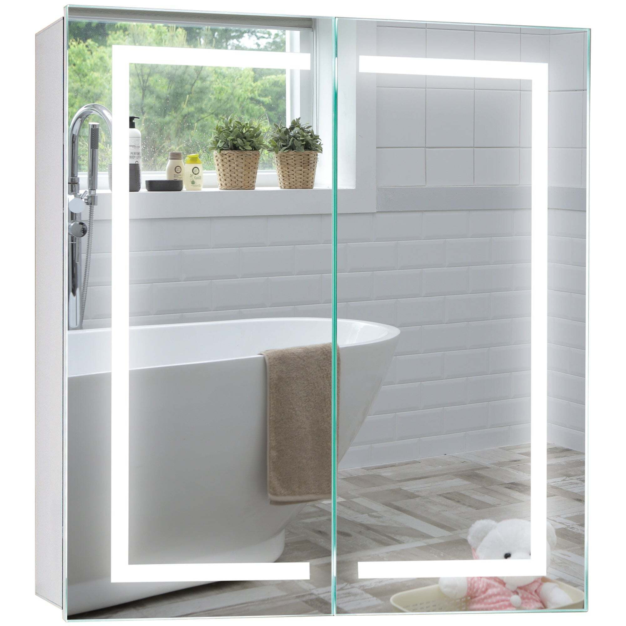 Carina Led Illuminated Bathroom Mirror Cabinet CABM28 Carina Size 70Hx65Wx15Dcm