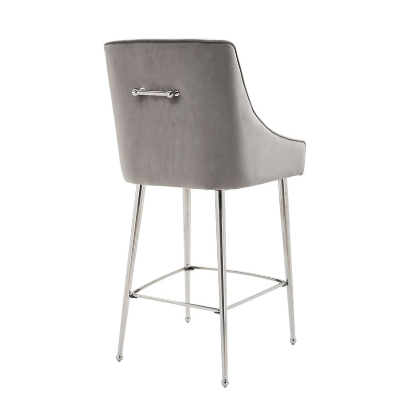 Mason Bar Stool Dove Grey Shiny Silver Legs by MyFurniture