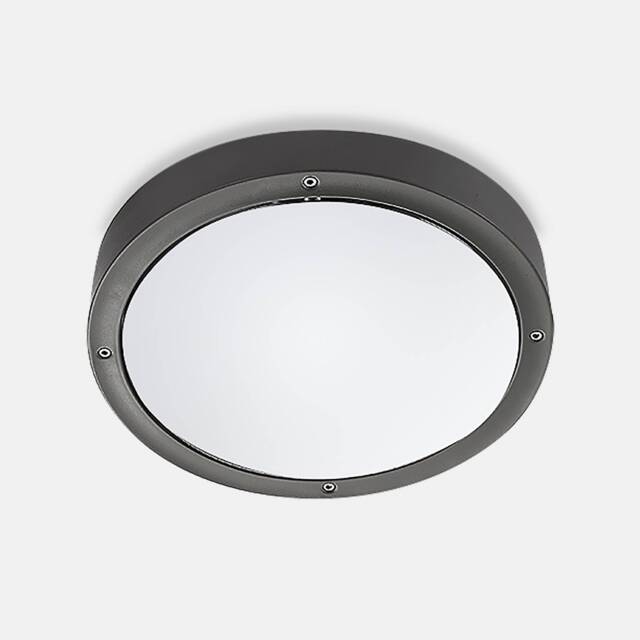 Basic Outdoor LED Round Flush Ceiling Light Aluminium Grey 26cm 1488lm ...