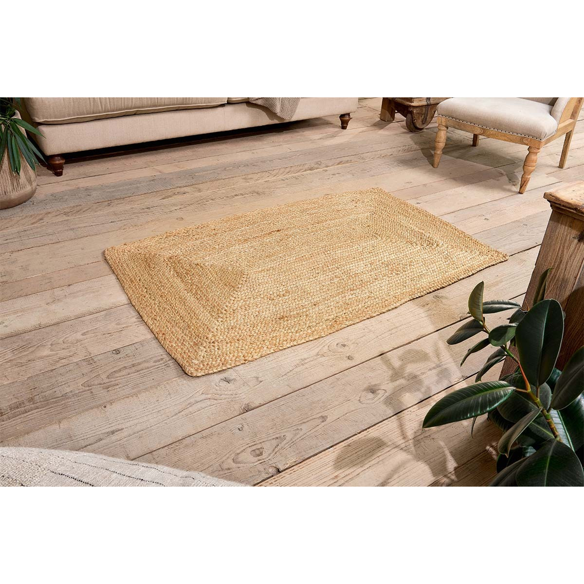 Nkuku Braided Hemp Rug Rugs Brown Large 90 x 150 cm by Nkuku