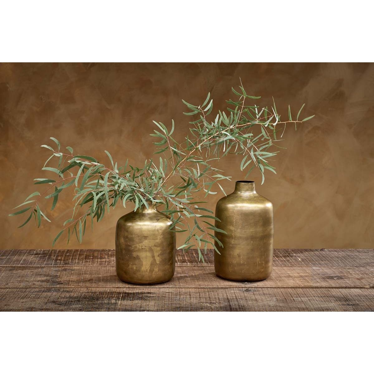 nkuku Boro Iron Straight Vase - Vases & Planters - Aged Antique Brass ...