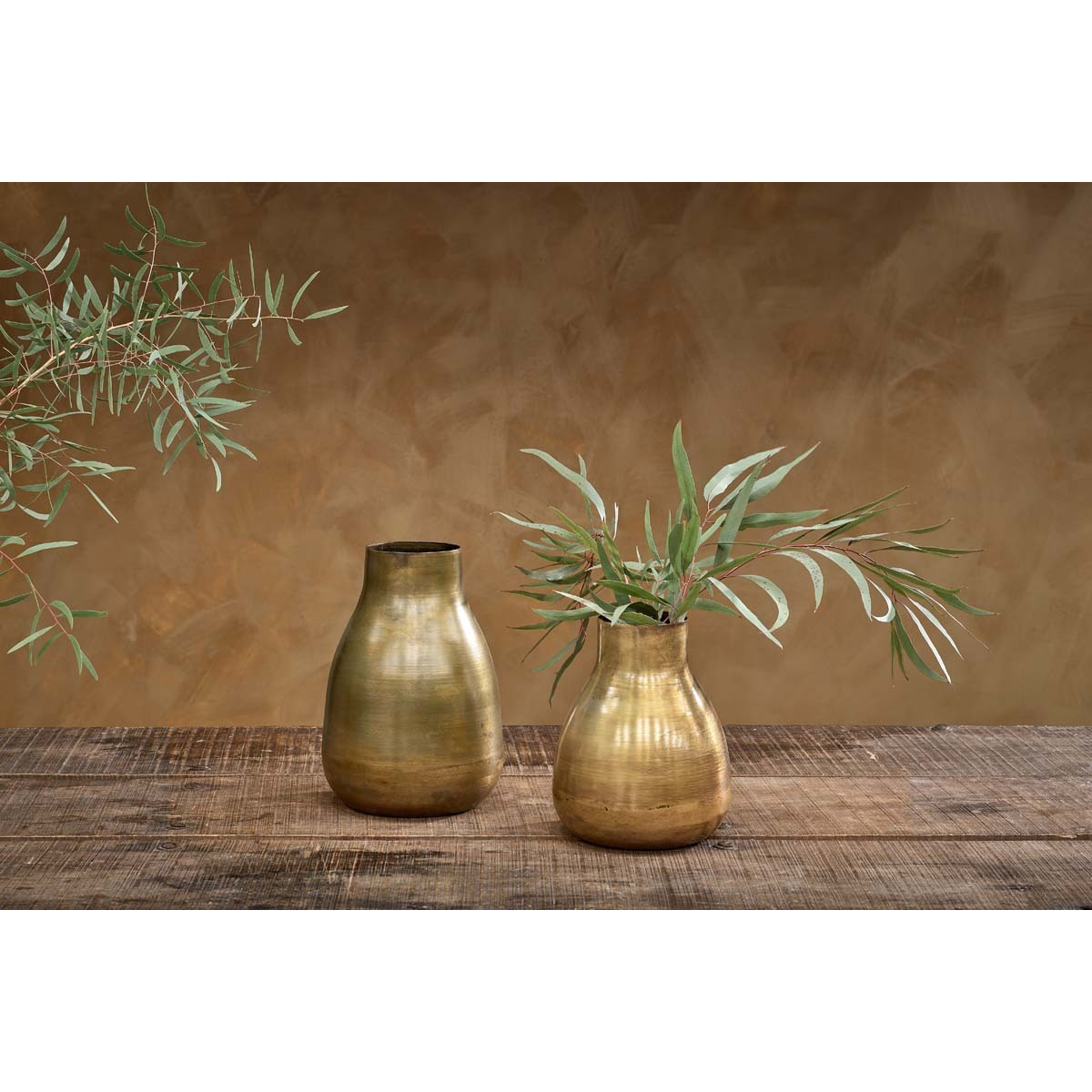 nkuku Boro Iron Tapered Vase - Vases & Planters - Aged Antique Brass ...