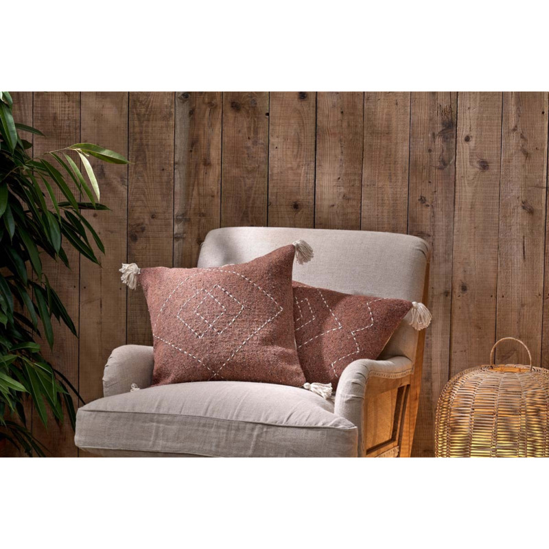 Nkuku Lamandi Recycled Cushion Cover Textiles Rust Rectangle by