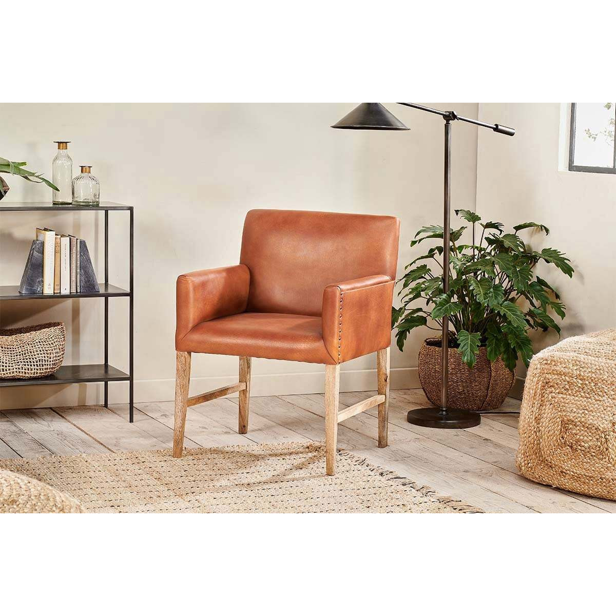Nkuku Mirzapur Leather Desk Dining Chair Dining Chairs Stools