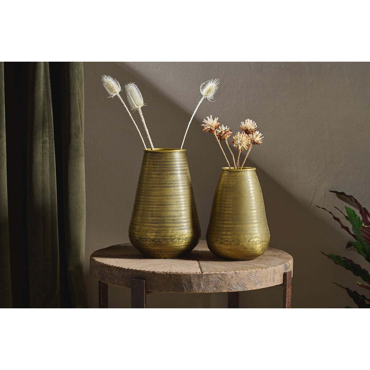Nkuku Batnan Wide Vase - Vases & Planters - Antique Brass - Large by ...