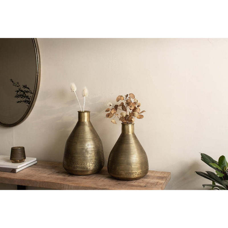 Nkuku Batnan Tapered Vase - Vases & Planters - Antique Brass - Large by ...