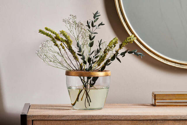 nkuku Ramla Vase With Lid - Vases & Planters - Antique Brass/Clear ...