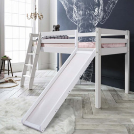 Thor Cabin Bed Midsleeper with Slide in Classic White Frame Colour: Wh