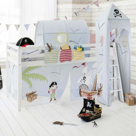 Moro Cabin Bed Midsleeper with Pirate Pete Package in Classic White Wo