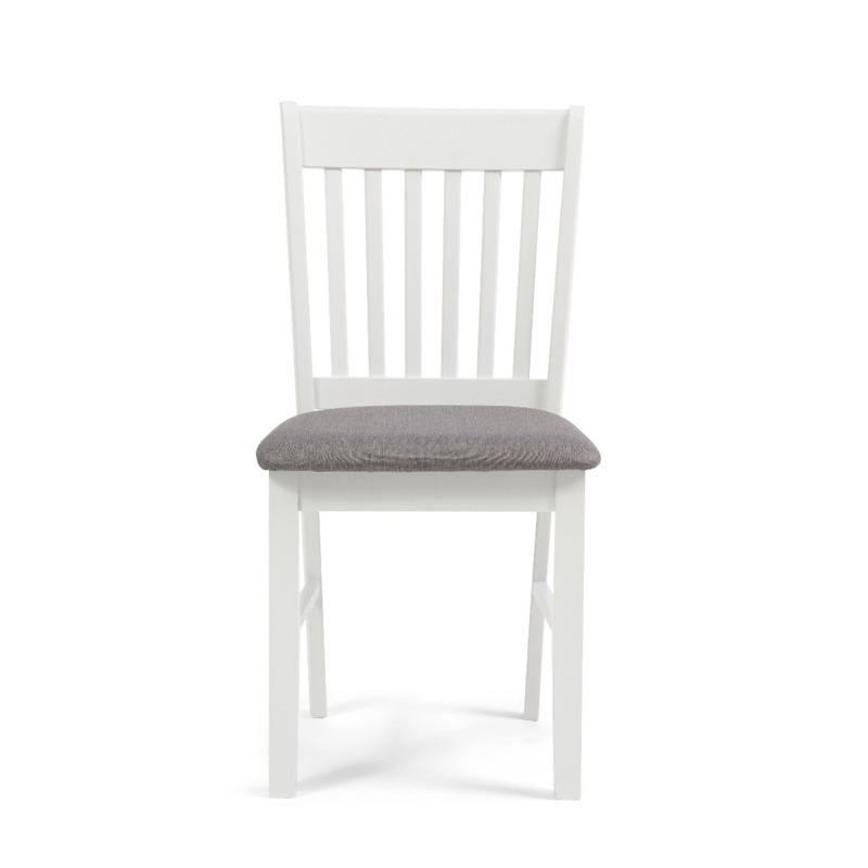 Amalfi White Dining Chairs with Grey Fabric Seats by Oak Furniture