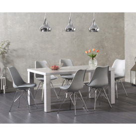 Atlanta 160cm Light Grey High Gloss Dining Table with Celine Chrome Leg Chairs