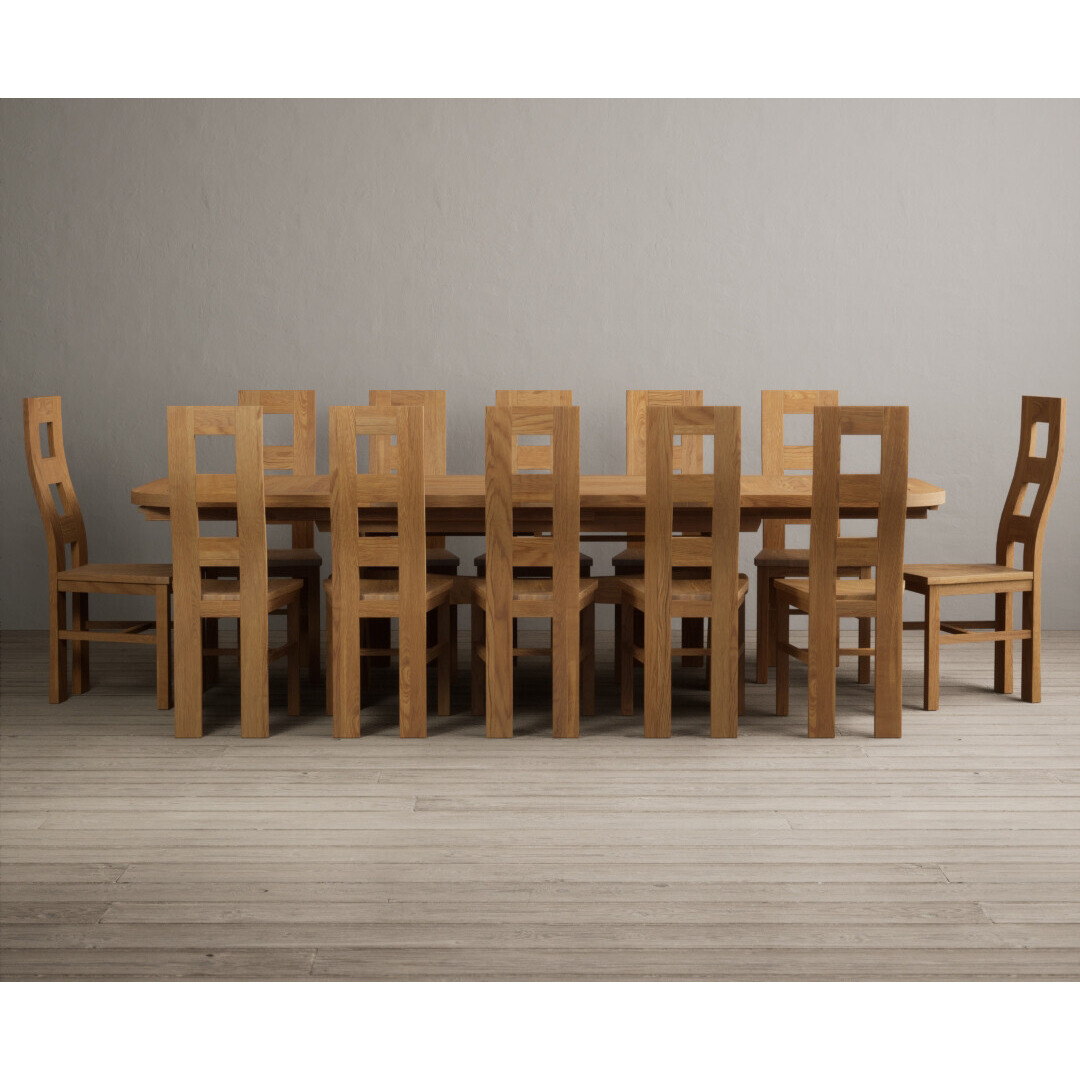 Olympia 180cm Solid Oak Extending Dining Table With 6 Oak Flow Back Chairs with Oak Seats by Oak