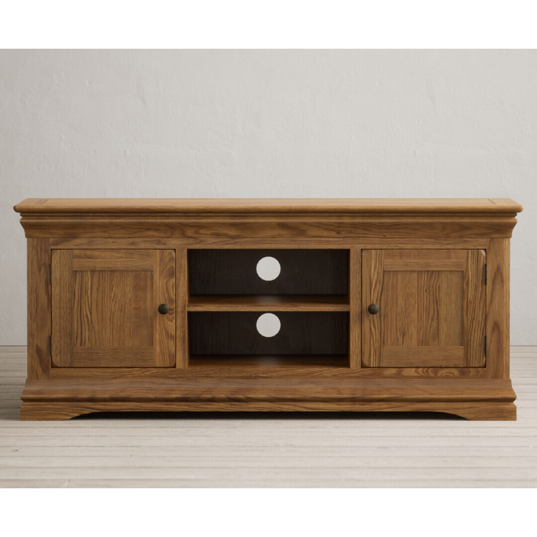 Burford Rustic Solid Oak Large TV Unit by Oak Furniture Superstore