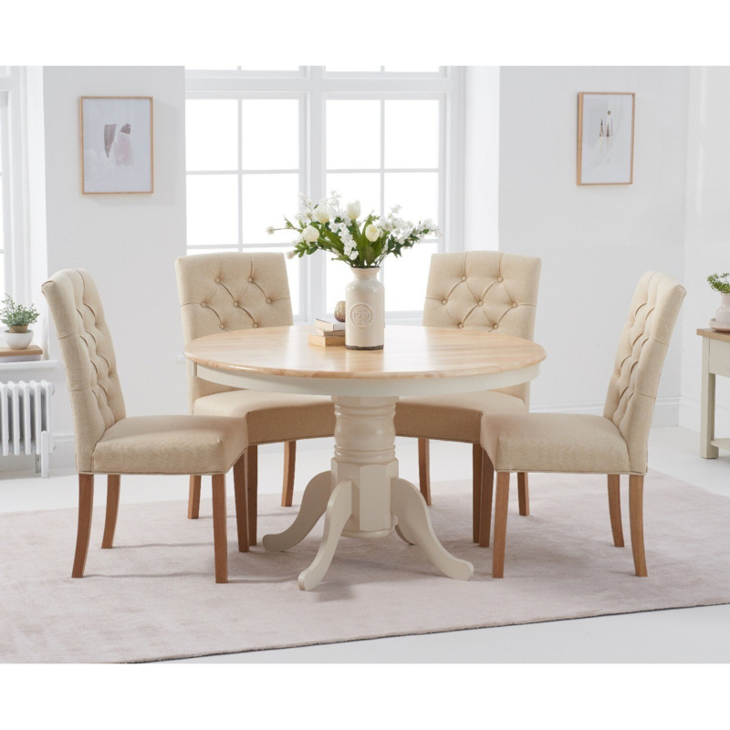 Epsom 120cm Oak And Cream Dining Table With Claudia Fabric Chairs Cream 4 Chairs Medium B9a868bb 